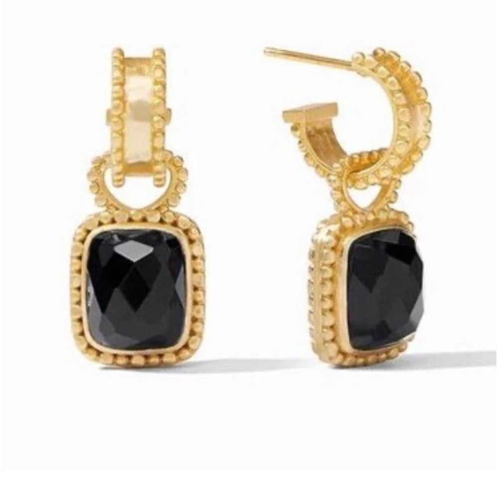 $165 Julie Vos Marbella Hoop & Charm Earring Color Iridescent Clear Crystal